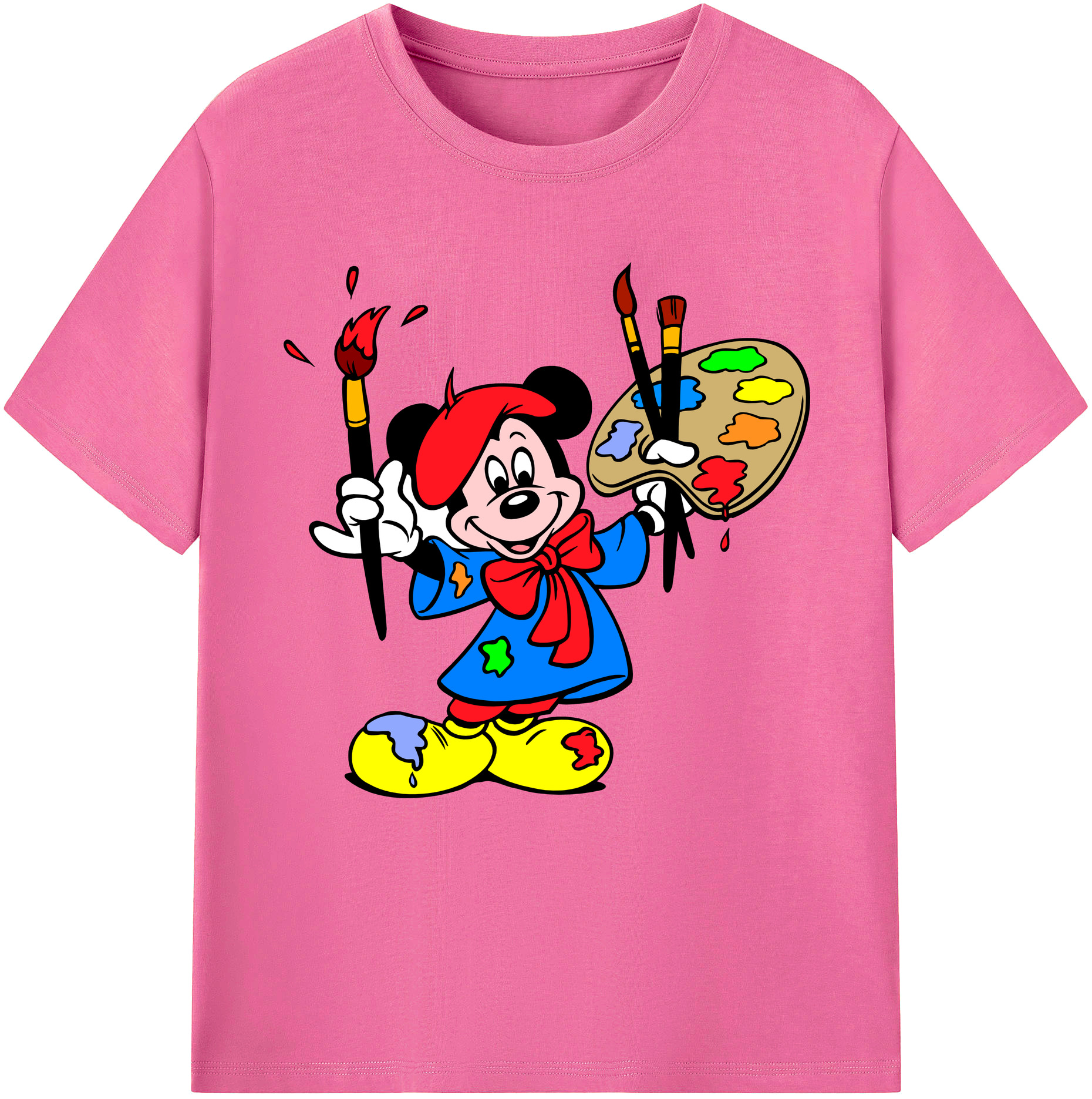 （画像用） ミッキーマウス Mickey Mouse レディースカジュアルプリントTシャツ（綿100％）